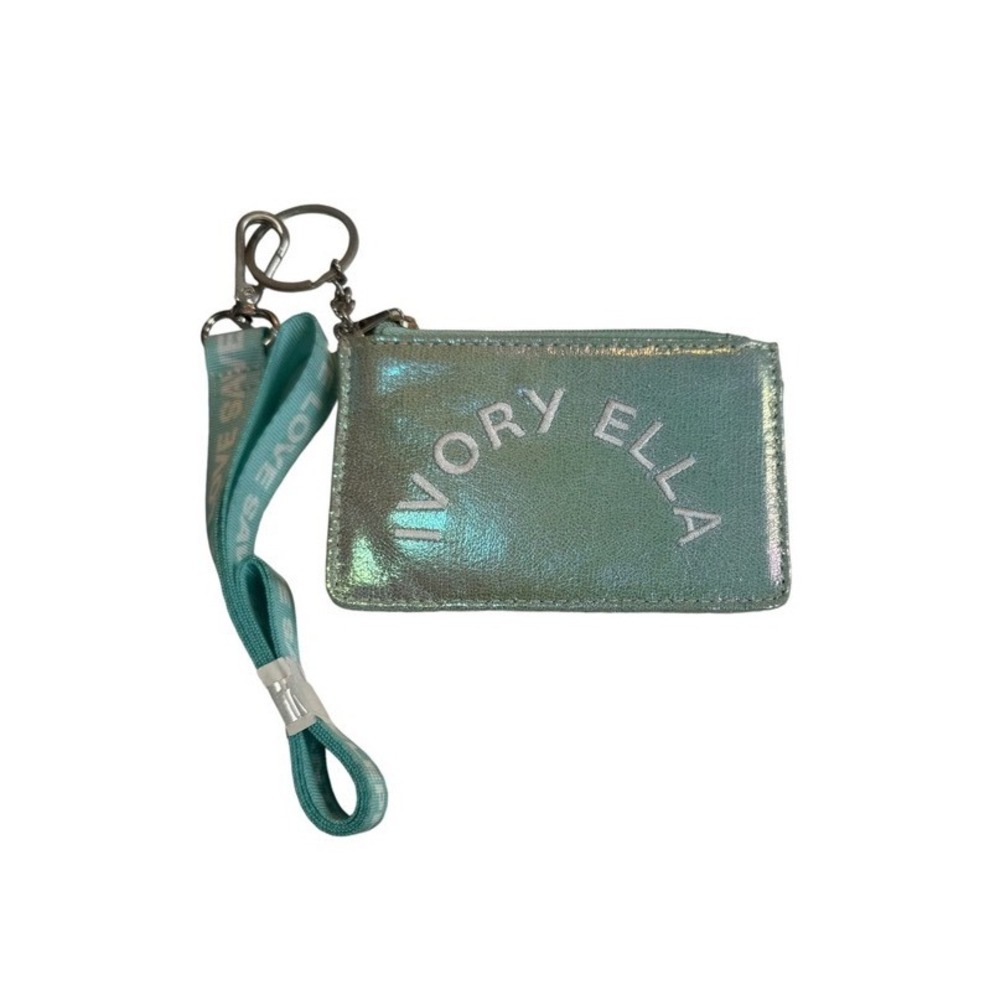 Ivory Ella Iridescent Metallic Lanyard ID Case Silver Teal M781